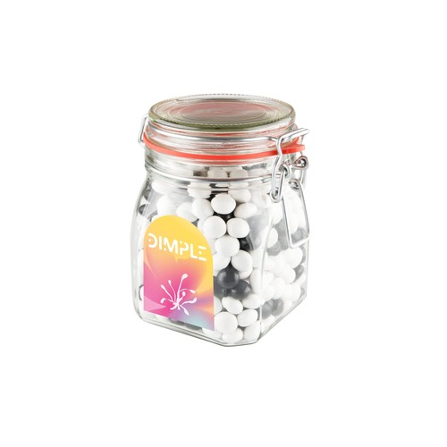 Weckpot 0,9 liter, gevuld met snoep