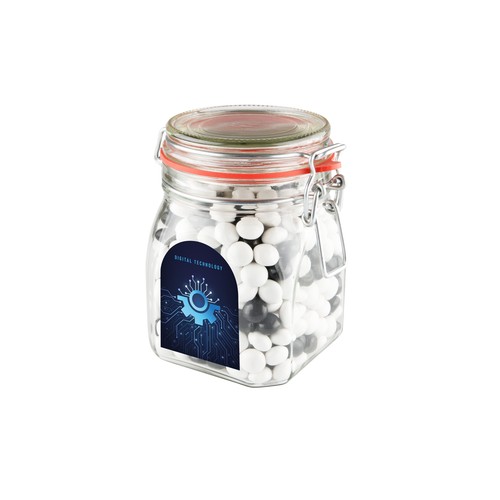 Weckpot 0,9 liter, gevuld met snoep