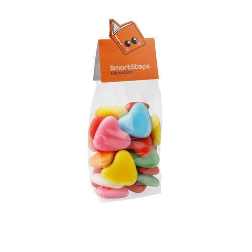 Blokzakje met kopkaartje in eigen vorm en 150 gram snoep