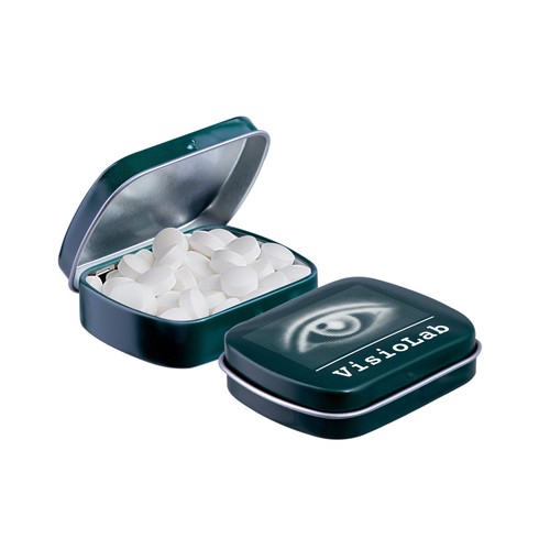 Mini scharnierblikje gevuld met pepermunt