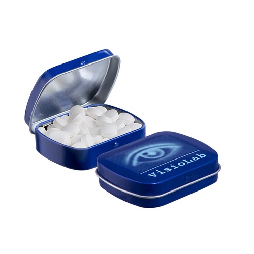 Mini scharnierblikje gevuld met pepermunt