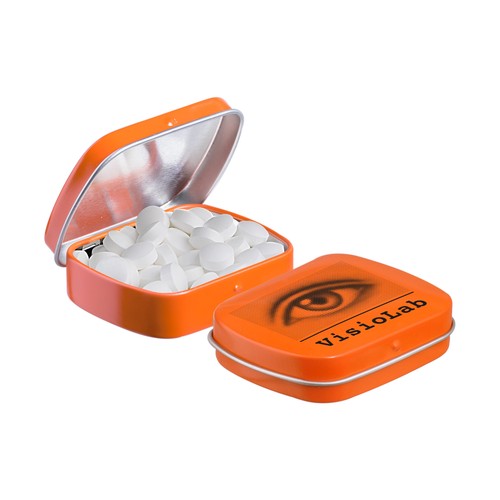 Mini scharnierblikje gevuld met pepermunt