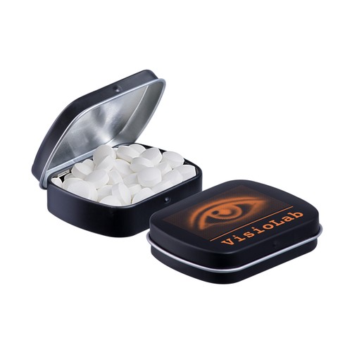 Mini scharnierblikje gevuld met pepermunt