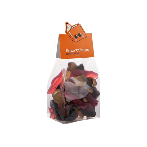 Blokzakje met kopkaartje in eigen vorm en 150 gram snoep