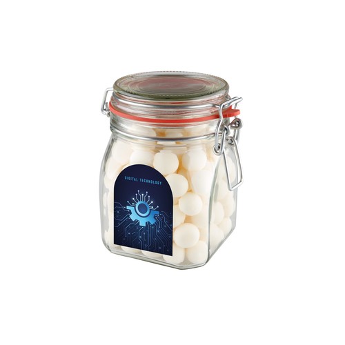Weckpot 0,9 liter, gevuld met snoep