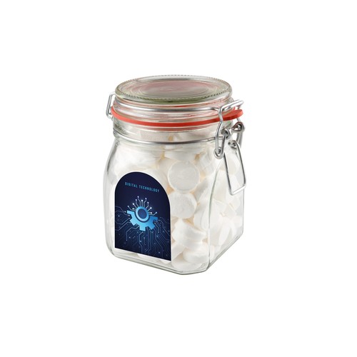 Weckpot 0,9 liter, gevuld met snoep
