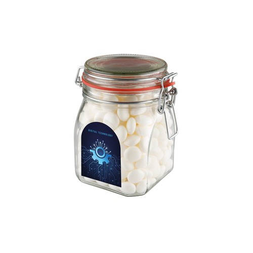 Weckpot 0,9 liter, gevuld met snoep