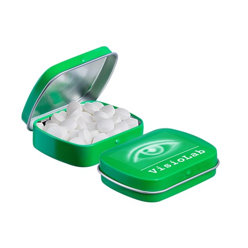 Mini scharnierblikje gevuld met pepermunt