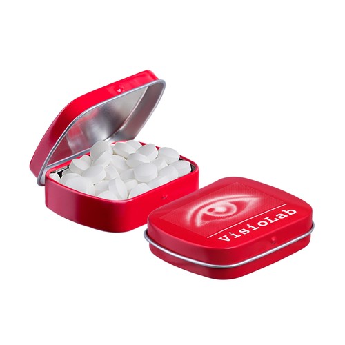 Mini scharnierblikje gevuld met pepermunt