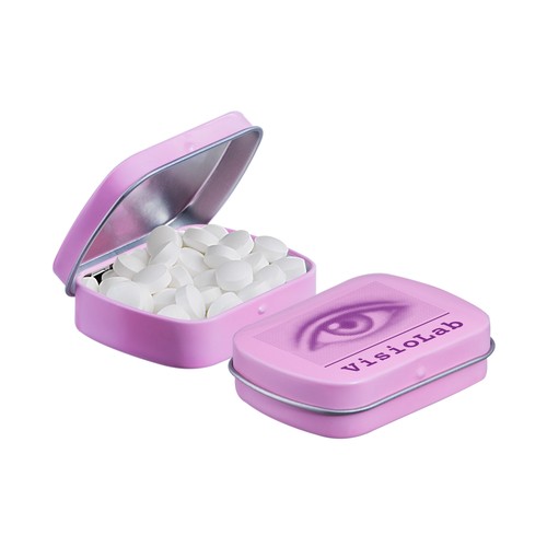Mini scharnierblikje gevuld met pepermunt