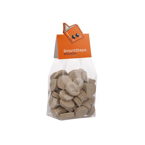Blokzakje met kopkaartje in eigen vorm en 150 gram snoep