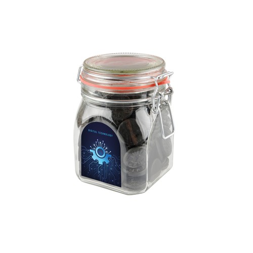 Weckpot 0,9 liter, gevuld met snoep