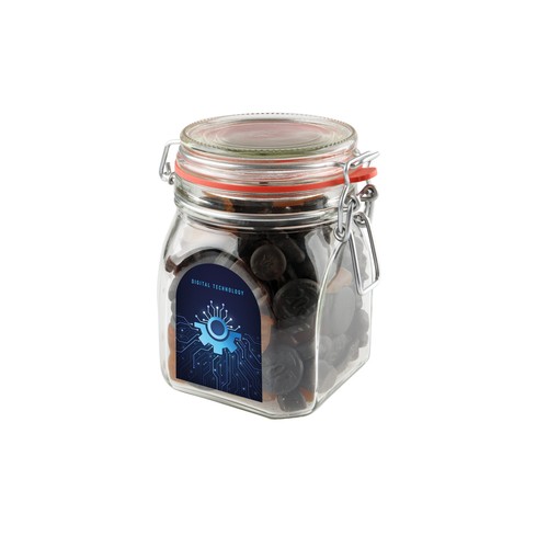 Weckpot 0,9 liter, gevuld met snoep