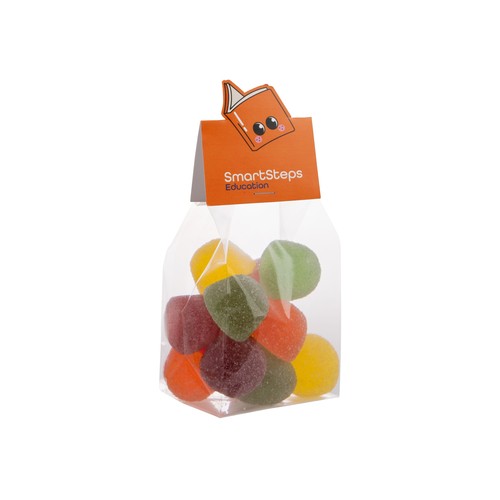 Blokzakje met kopkaartje in eigen vorm en 150 gram snoep