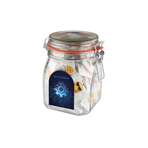 Weckpot 0,9 liter, gevuld met snoep