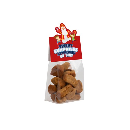 Blokzakje met kopkaartje in eigen vorm en 50 gram snoep