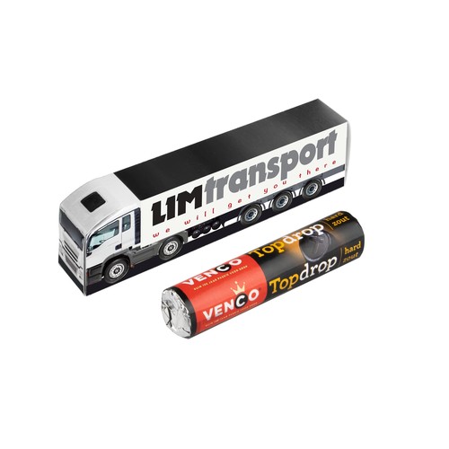 Mini truck met een rol snoep