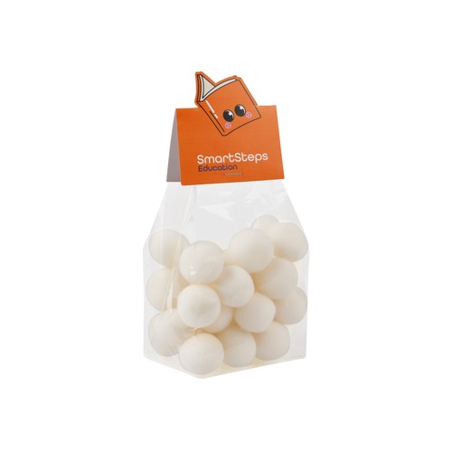 Blokzakje met kopkaartje in eigen vorm en 150 gram snoep