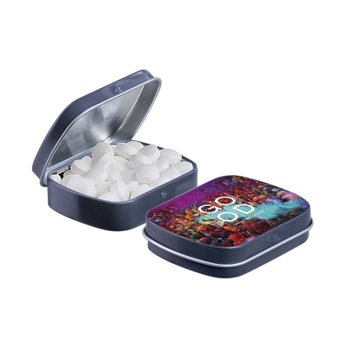 Mini scharnierblikje gevuld met pepermunt