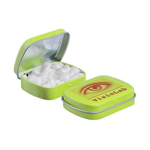Mini scharnierblikje gevuld met pepermunt