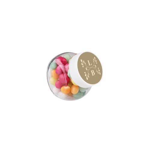Micro glazen potje 50 ml, gevuld met snoep