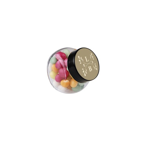 Micro glazen potje 50 ml, gevuld met snoep