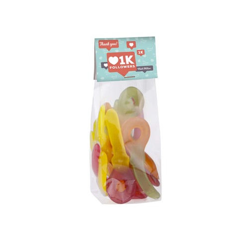 Blokzakje met kopkaartje en 150 gram snoep
