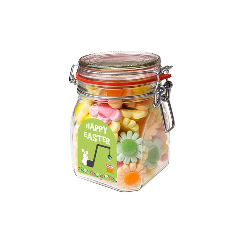 Weckpot 0,9 liter, gevuld met snoep