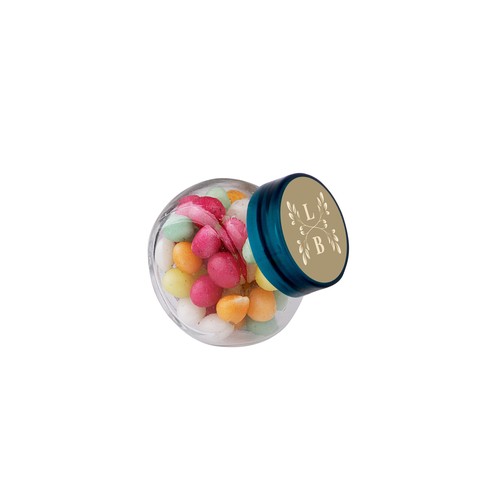 Micro glazen potje 50 ml, gevuld met snoep