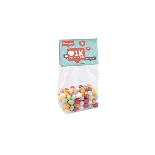 Blokzakje met kopkaartje en 100 gram snoep