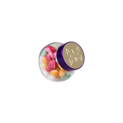 Micro glazen potje 50 ml, gevuld met snoep