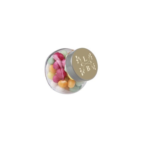 Micro glazen potje 50 ml, gevuld met snoep