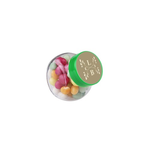 Micro glazen potje 50 ml, gevuld met snoep