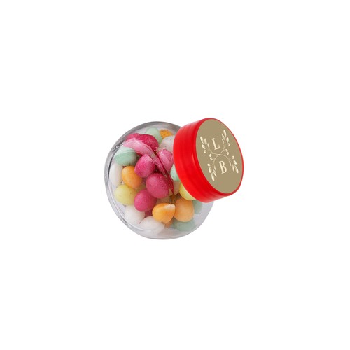 Micro glazen potje 50 ml, gevuld met snoep