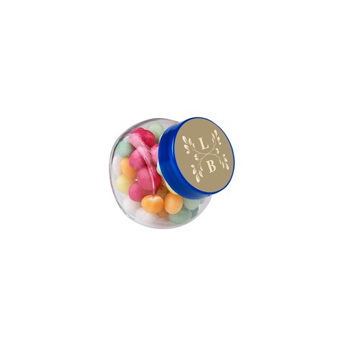 Micro glazen potje 50 ml, gevuld met snoep