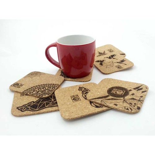 SOUS-VERRES ECO EN LIÈGE AVEC GRAVURE LASER PERSONNALISÉE