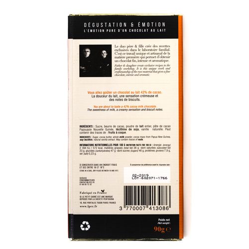 Tablette 90g de chocolat au lait 42% de cacao avec bague personnalisée thumbnail 4
