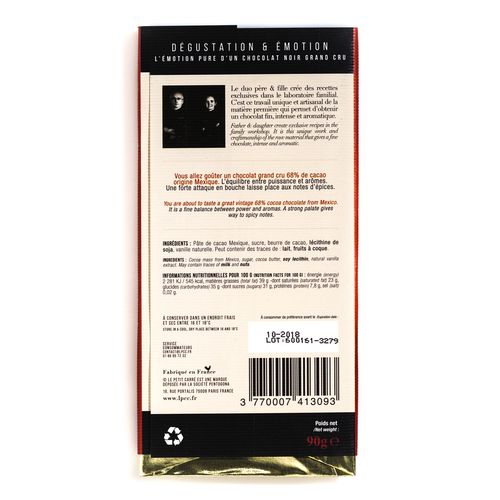 Tablette 90g de chocolat noir 68% Mexique avec bague personnalisée thumbnail 4
