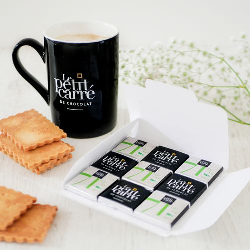 Pochette personnalisée recto-verso 9 carrés de chocolat noir thumbnail 15