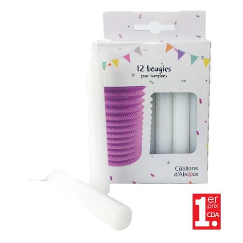 Boite de 12 Bougies bobèches blanches pour lampions thumbnail 6