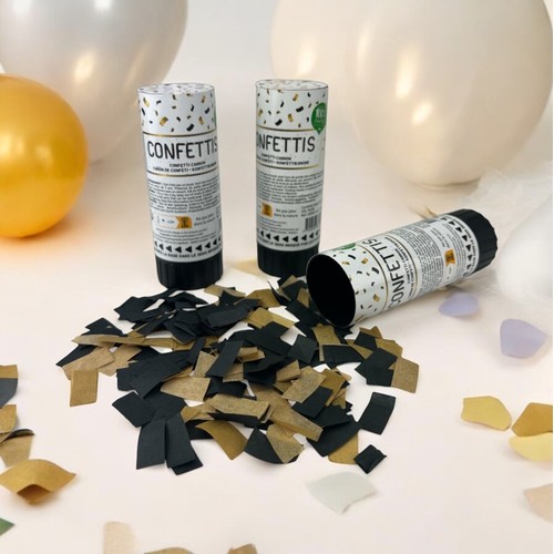 3 canons à confettis 11 cm mix NOIR/OR PAPIER DE SOIE thumbnail 4