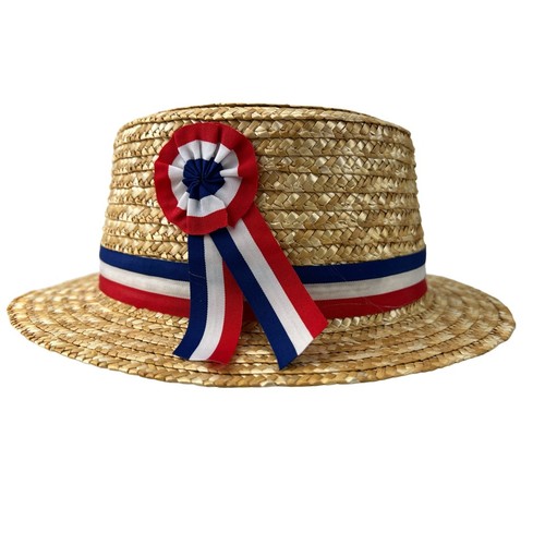 Chapeau CANOTIER Diam 28 en paille et cocarde FRANCE thumbnail 6