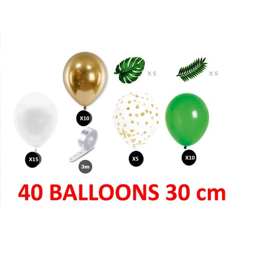Kit 40 ballons 30 cm TROPICAL + 10 feuilles thumbnail 4