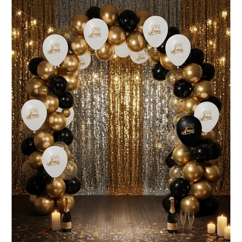 6 Ballons Bonne Année blanc/or 30cm thumbnail 5