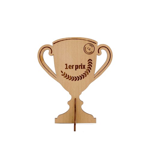 Mini Trophée en Bois - Forme Coupe - 1