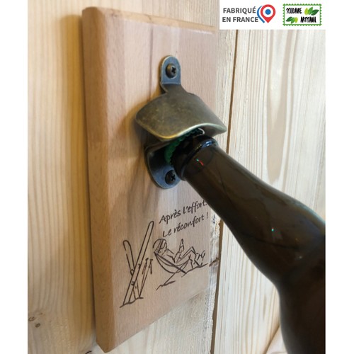 Décapsuleur mural en bois Made in France personnalisé