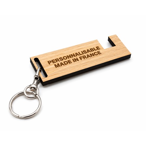 Porte-clés support téléphone en bois 🇫🇷 - 1