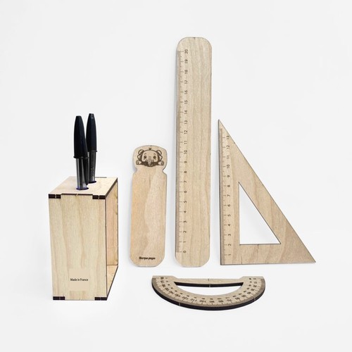 Kit scolaire en bois made in France personnalisé