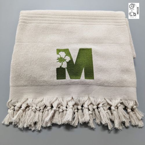 Serviette de plage fouta éponge coton avec logo brodé