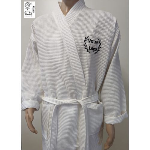 Sur mesure Peignoir de bain 100% coton nid d'abeille kimono avec logo brodé